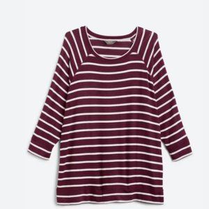 MIX BY 41 HAWTHORN Arnold Three Quarter Sleeve Raglan Knit Top, Burgundy, Medium